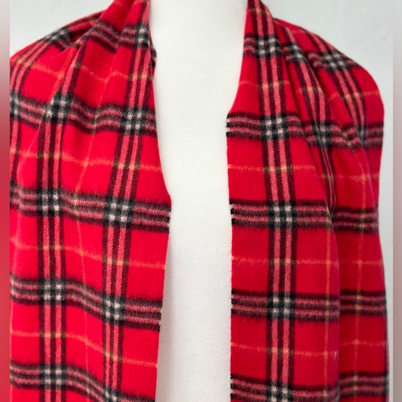 Burberry Red Check Lambswool Scarf - Picture 6 of 7